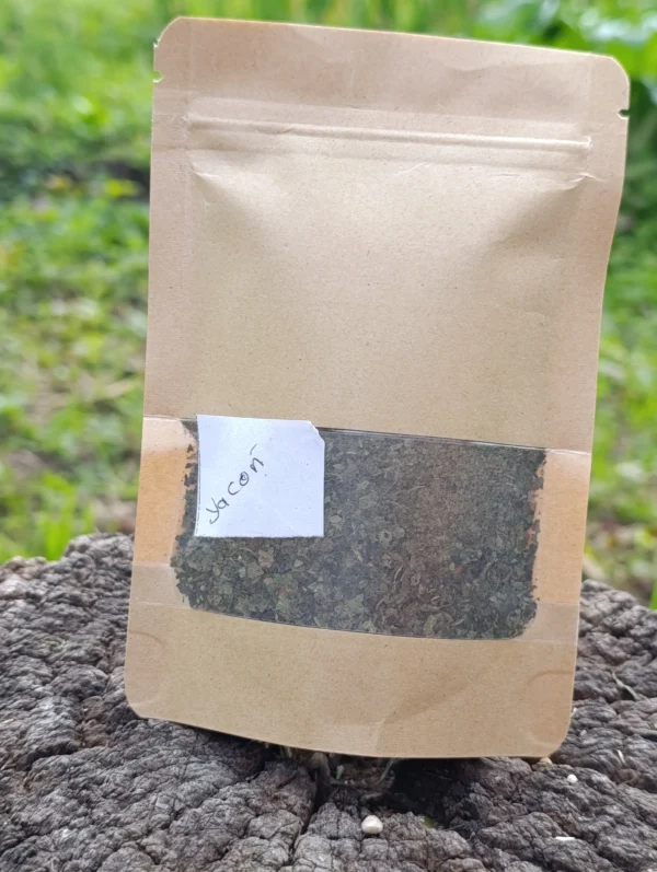 Bolsa con yacón molido deshidratado, ideal para endulzar de forma natural.
