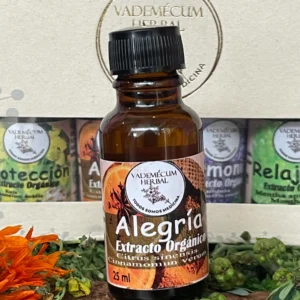 Extracto orgánico Alegría con naranja y canela, aroma estimulante y revitalizante para bienestar natural.
